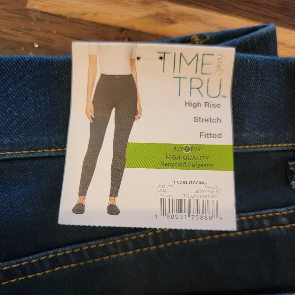 Time & Tru  Skinny Fit High Rise Stretch Fitted Denim Jeggings - Picture 3 of 9